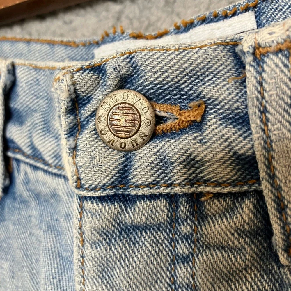VTG Nuovo County Seat Jean Shorts‎ XS High Rise Light Denim Raw Hem Cut Off USA